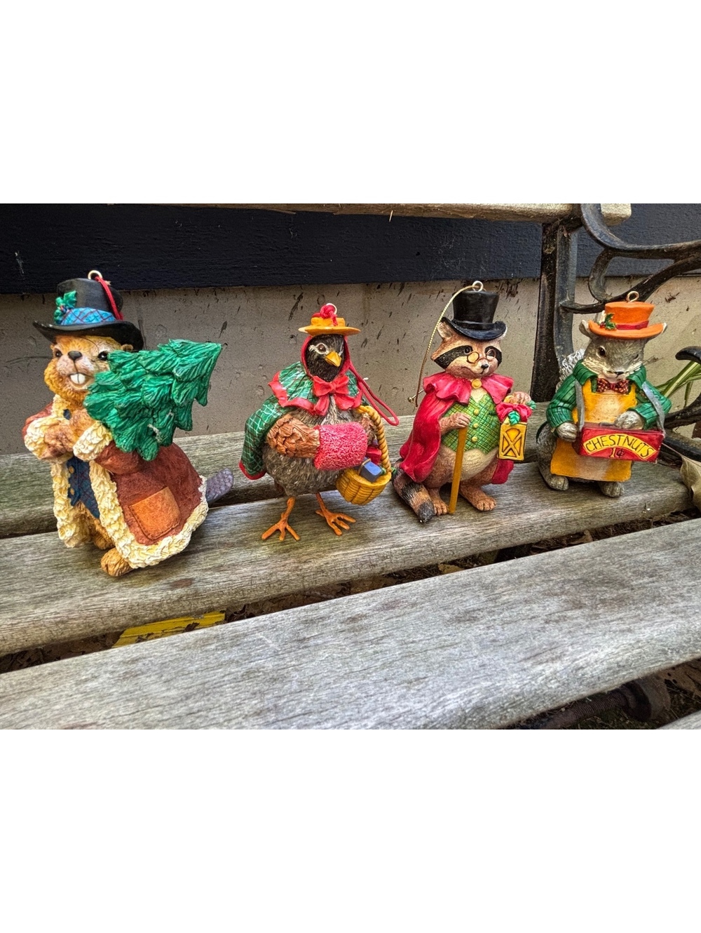 Set of 4 Vintage Woodland Animal Christmas Ornaments